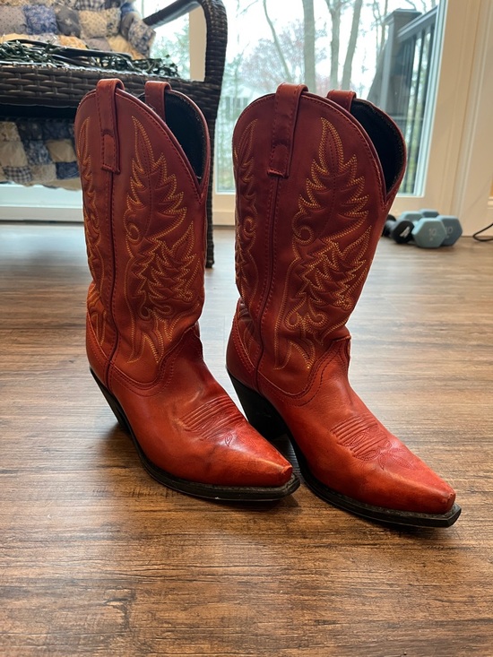 Laredo Shoes - Laredo Red Leather Western Heeled Cowboy Boots